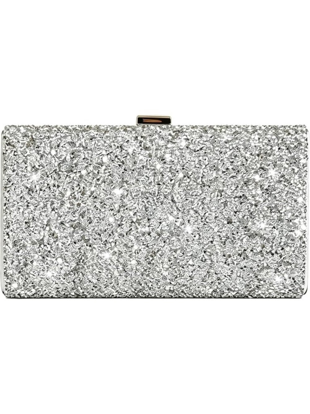 Women's Silver Sparkling Rhinestone Clutch Purse Bedazzled Evening Party Bag